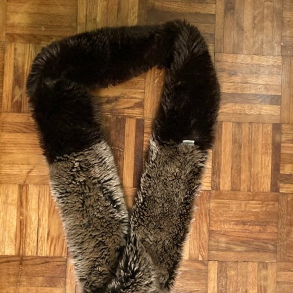 Brown and Tan Faux Fur Circle Scarf by Faux Frenzi - Picture 2 of 8